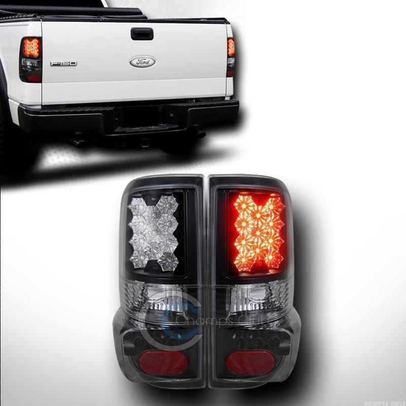 Euro black led tail lights rear brake lamps ks 04-08 ford f150 pickup styleside