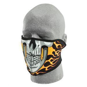 2 n 1 reversible motorcycle bikers, ski, neoprene half face mask - burning skull