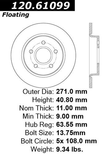 Centric 120.61099 rear brake rotor/disc-premium rotor-preferred