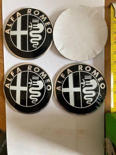 Alfa romeo black centre replacement stickers 56 mm to fit a 60mm cap - set of 4