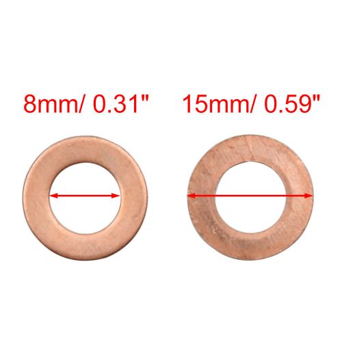 20pcs 8mm inner dia copper washers flat sealing gaskets ring for cars