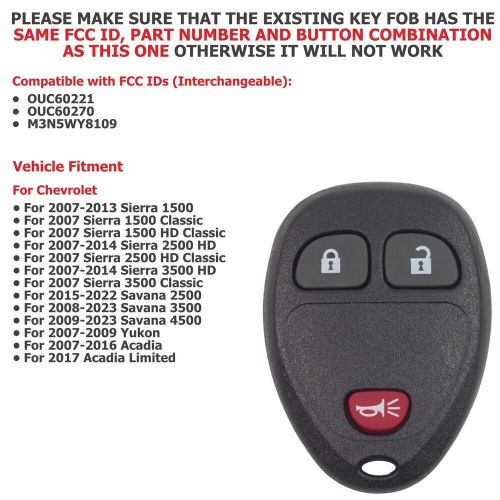 2 keyless entry remote key fob replacement for gmc sierra savana yukon acadia