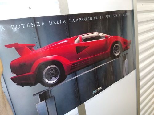 Lamborghini countach red alpine rack 1989 original car poster la potenza di lamb