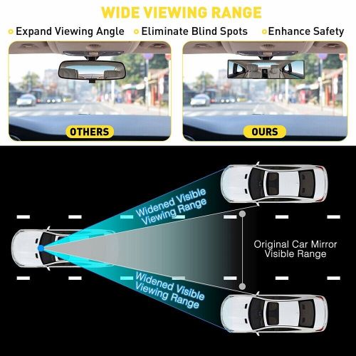 Car interior 270mm wide flat interior clip on rear view clear mirror exd