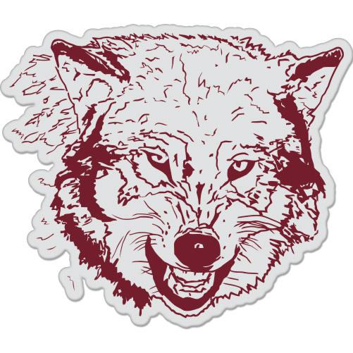 Wolf styling red grey car bumper sticker decal 4" x 4"