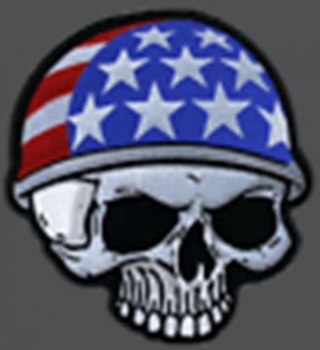 Skull helmet flag biker patch 5 inch biker patch