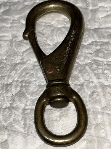 Vintage bronze swivel eye sail boat snap 4.25&#034; marine clip metal hook #3