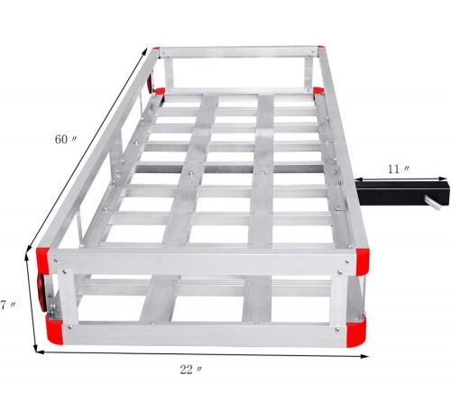 Goplus 60&#034; x 22&#034; aluminum hitch mount cargo carrier luggage basket rack for suv