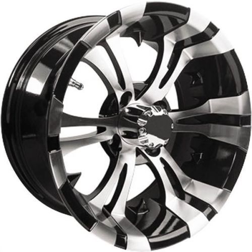 Black w/machined 10x7, 4/4, 3+4 ocelot e118 6 spoke golf cart wheel -