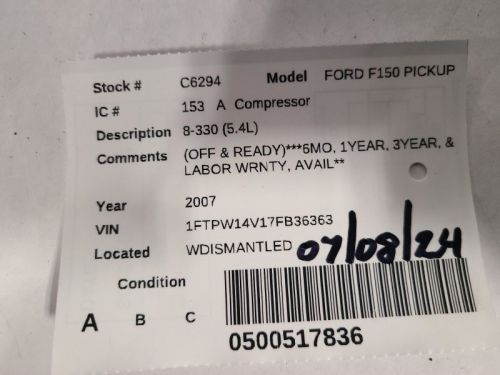 Ac compressor 8-280 fits 07-08 ford f150 pickup 1916209