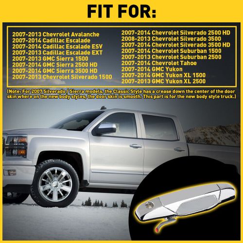 Door handle for 1500 silverado chrome 2007-2013 chevrolet front left outer eah