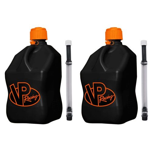 Vp racing fuels 5 gallon utility jug, black/orange w/ 14-inch hose, 2 pack