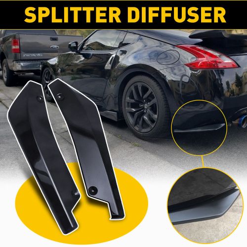 Black gloss car bumper rear fin canard splitter diffuser valence spoiler lips us