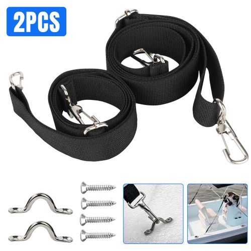 2x adjustable bimini boat top straps loops &amp; snap hook stainless steel 24 to 43&#034;