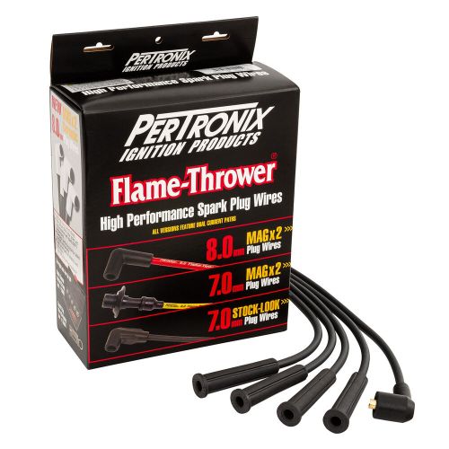 Pertronix flame thrower magx2 universal 8mm ignition lead set (4 cyl, black)