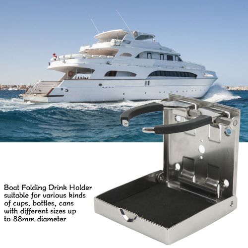 Folding cup holder adjustable arm stainless steel anti sliding for marine boat