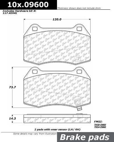 Centric 105.09600 brake pad or shoe, front-posi-quiet ceramic w/shims & hardware