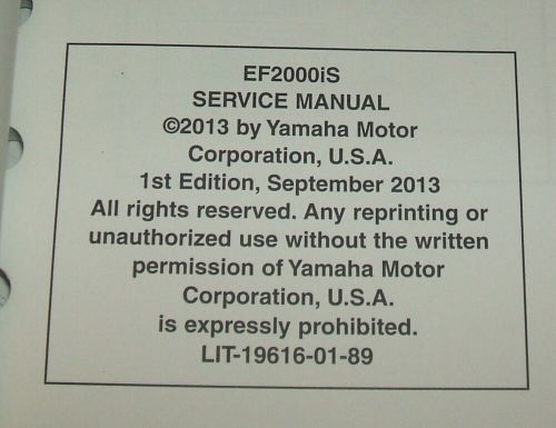 Yamaha ef2000is generator service manual