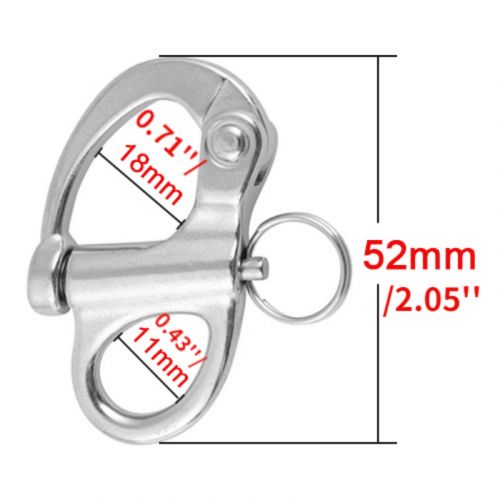 5pcs 52mm / 2.05&#039;&#039;inch 316 stainless steel fixed snap shackle sailboat shackle