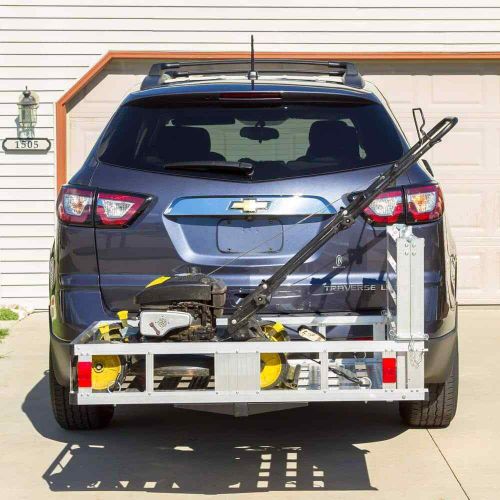 500 lbs. aluminum basket hitch cargo carrier and ramp