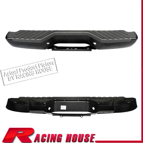 Rear step bumper steel bar w/upper top pad 01-04 nissan frontier se xe sc black