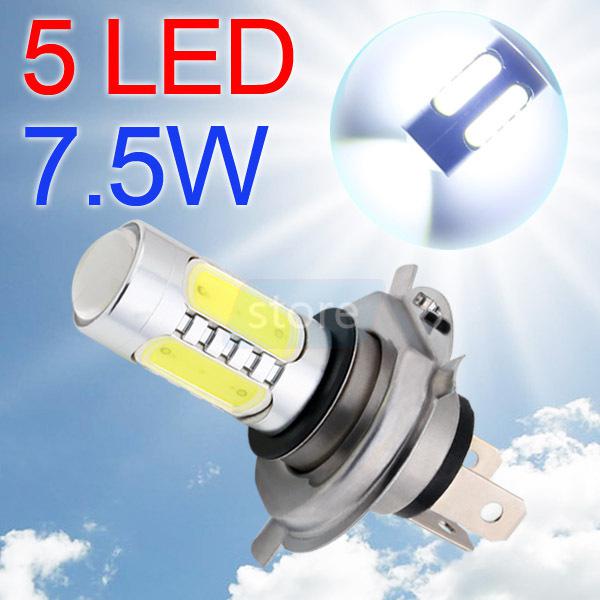 H4 high power 7.5w 5 led pure white fog head tail driving car light lamp bulb