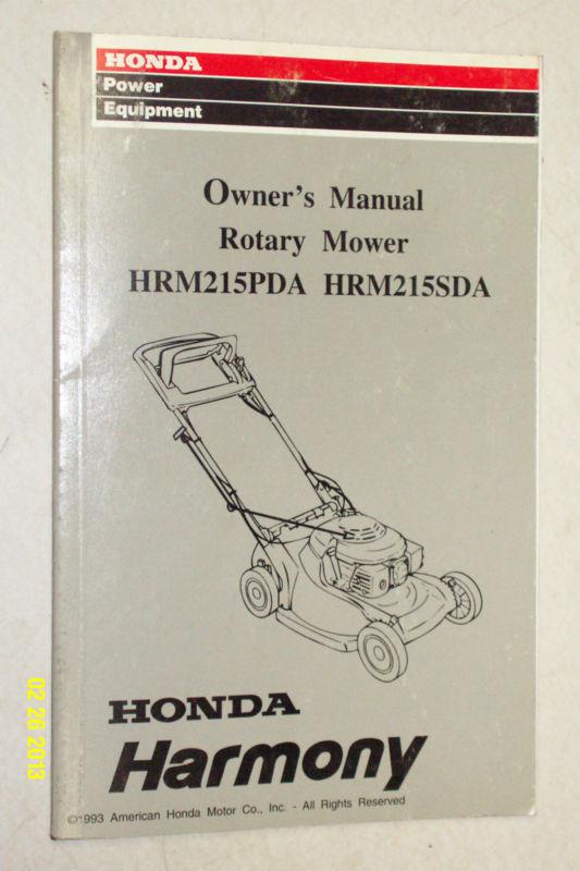   honda harmony mower hrm215pda,sda  owner's manual 1993