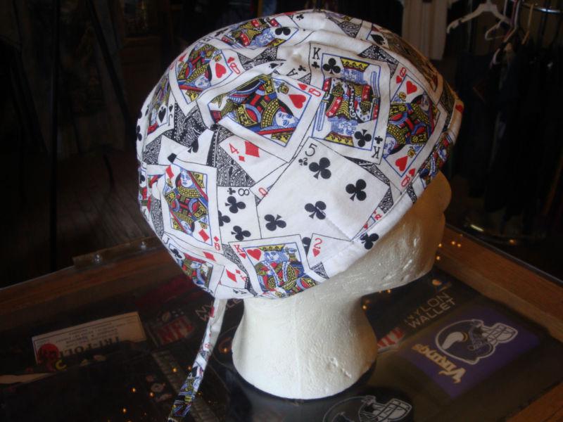 Playing cards surgical style skull cap/ do rag new!!