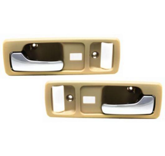 New beige door handle w/power lock chrome lever front inside pair set for accord