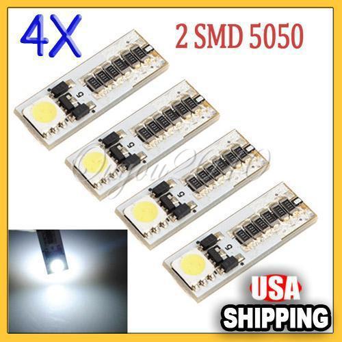 4x error free canbus t10 w5w 194 168 2825 2821 car white 2 smd 5050 led light us