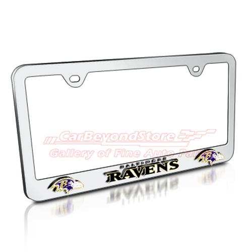 Nfl baltimore ravens 3d chrome metal license plate frame, licensed + free gift