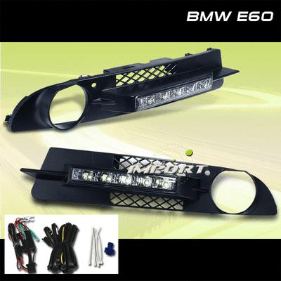 Bmw e60 sedan 5 series pair fog light grille w/led lamp wire harness cable pair 