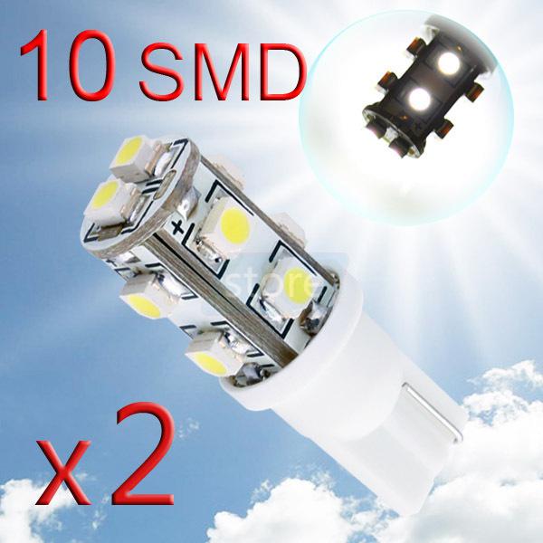 2pcs t10 10 smd license plate pure white 194 w5w led car light bulb lamp