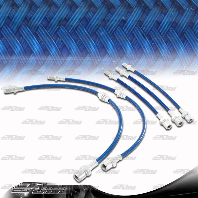 1984-1987 toyota corolla 1.6/1.8l front & rear stainless steel brake lines -blue