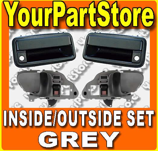 Chevy gmc pu pickup truck inside & outside door handles left & right pair grey