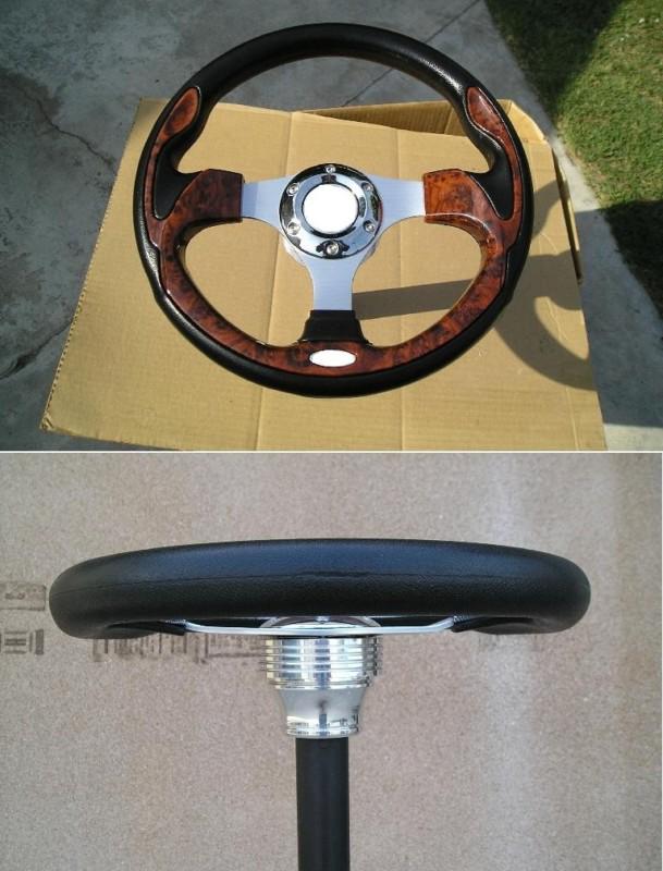 F804 wood look 12.5" steering wheel + adapter 4 yamaha golf cart & rhino golf >=