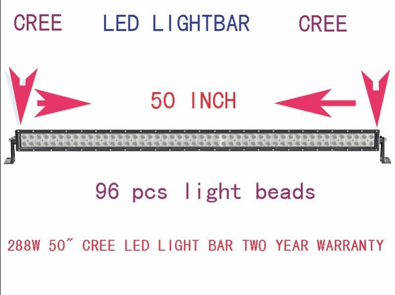 Cree led light bar 50 inch combo 288w lightbar suv jeep boat atv ute truck 