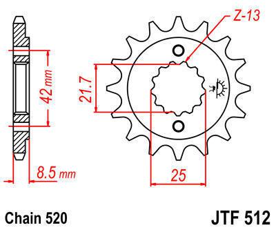 Jt sprocket front 15t 520 steel fits yamaha yzf600r thunder cat 1996-2003