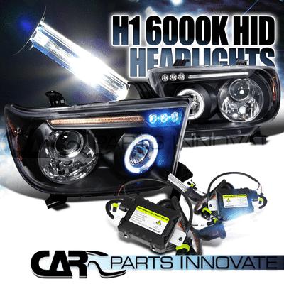 08-12 tundra sequoia black led halo projector headlights+h1 6000k hid kit