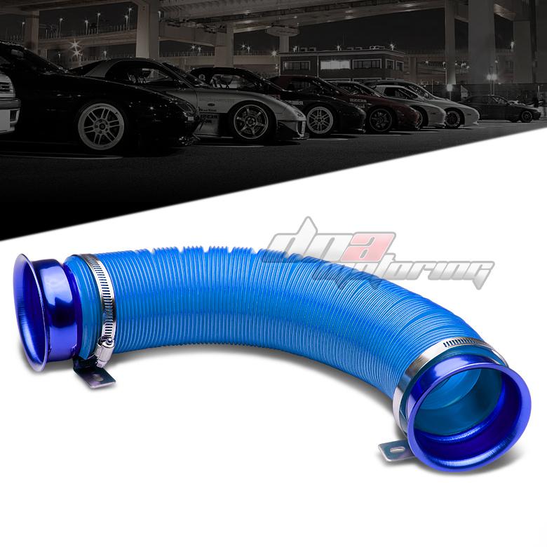 3" blue multi-flexible adjustable short ram/cold air intake inlet tube/pipe/hose