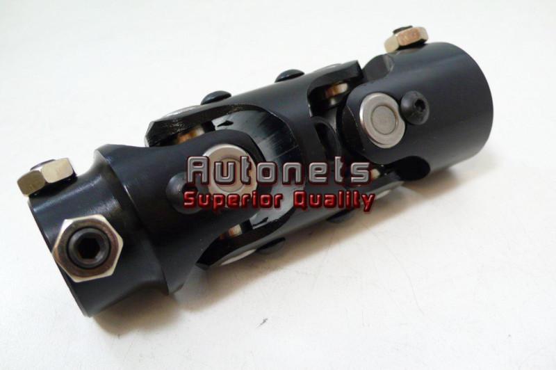 Black universal double style steering u-joint 3/4" dd x 1" dd chevy hot rat rod