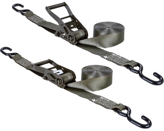 (2) 27' x 2" heavy duty army green ratchet tie down straps-hunting-atv-utv