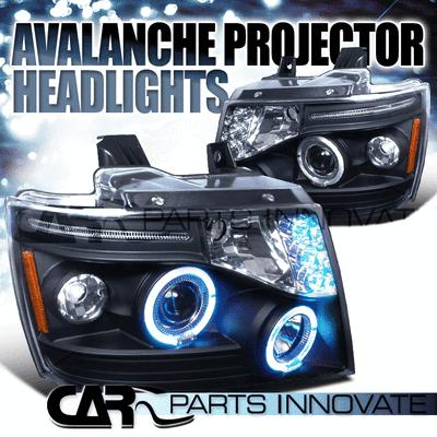 07-12 avalanche suburban tahoe led halo projector headlights lamp black