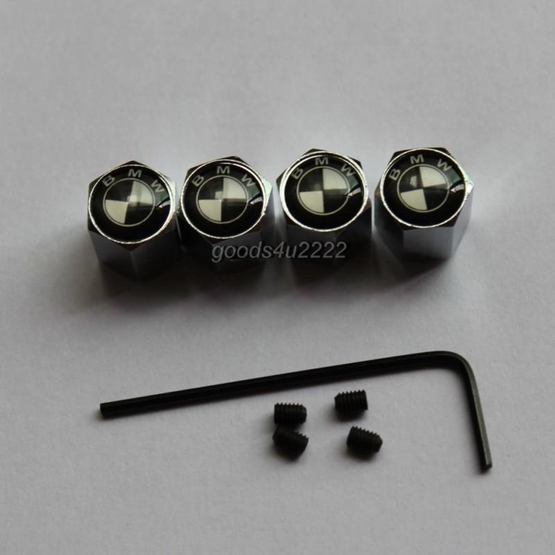 Brand new 4pcs black color bmw anti-theft tire valve caps free shipping