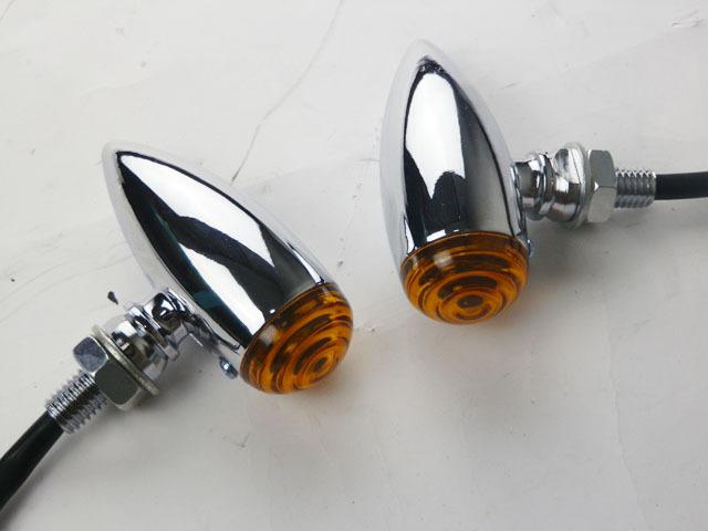 Chrome bullet mini led turn signal light for harley custom chopper metrics 