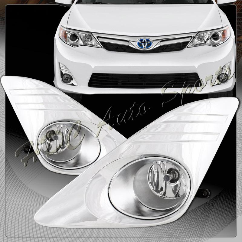 2012-2013 toyota camry chrome housing clear lens white covers fog light lamps