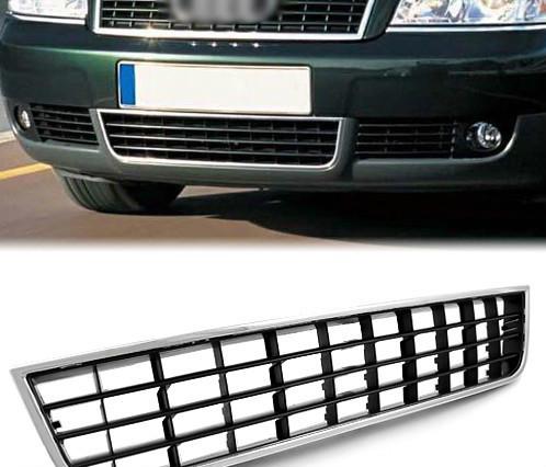 2002-2005 audi a6 c5 black abs chrome u-shape trim front bumper center grille