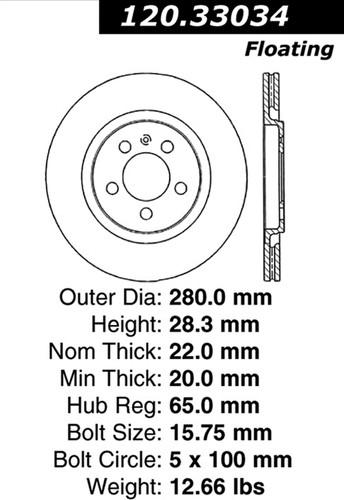 Centric-power slot 126.33034sr stoptech sport rotors