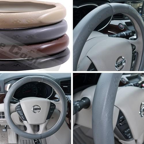 Steering wheel cover 51102 leather honda toyota grey nissan 14"-15" 38cm suv car