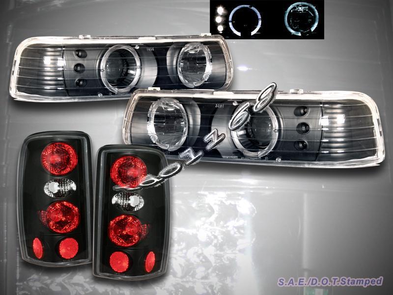 2000-2006 chevy suburban tahoe black halo led projector headlights + tail lights